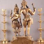 Pure Brass Lord Shiva & Parvati Statue | 36" x 19.5" x 10" | 30.80 kg | Divine Couple Standing | Traditional Hindu Sacred Art | Temple Grade | Jaipurio